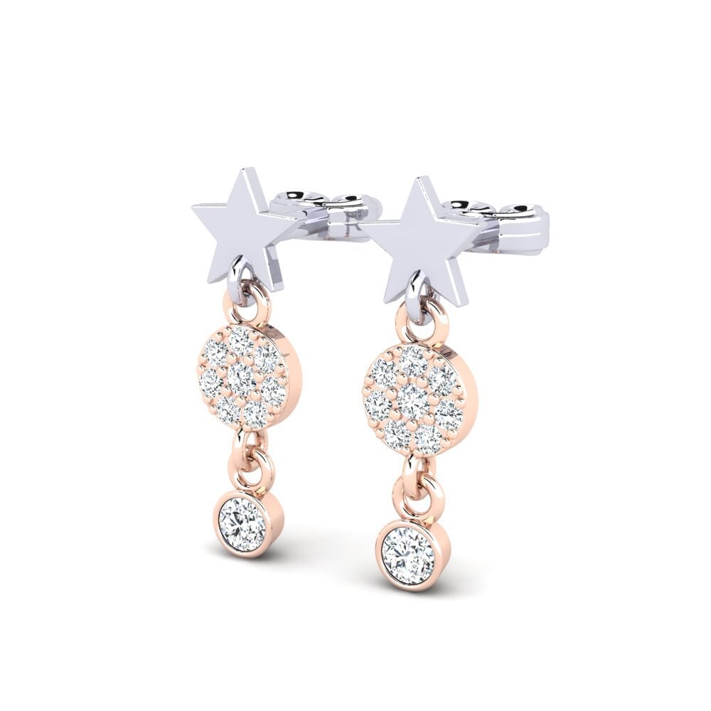 18k Oro Blanco / Rosa Pendiente de mujer Lenyyse
