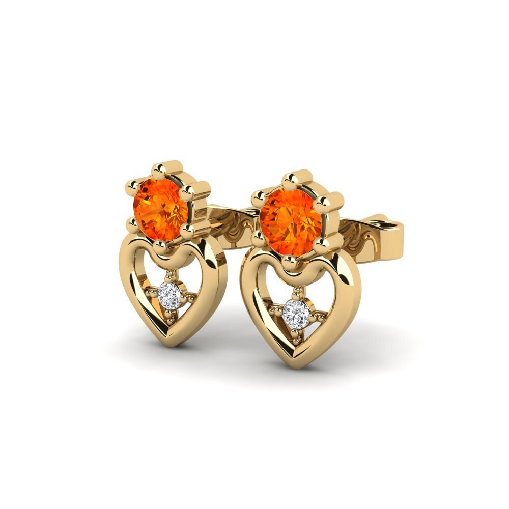 14ct Yellow Gold Orange Sapphire Women's Earring Levis