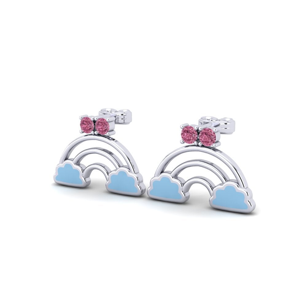 18k White Gold Rhodolite Garnet Kid's Earring Maillet