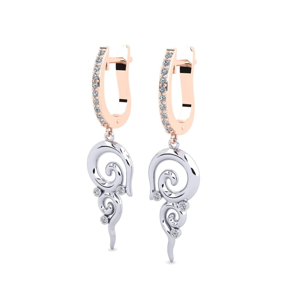 9k Oro Rosa & Blanco Pendiente de mujer Ayenek