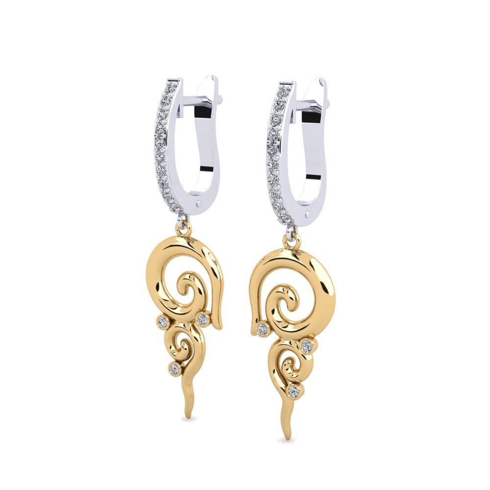 14k Oro Blanco / Amarillo Pendiente de mujer Ayenek