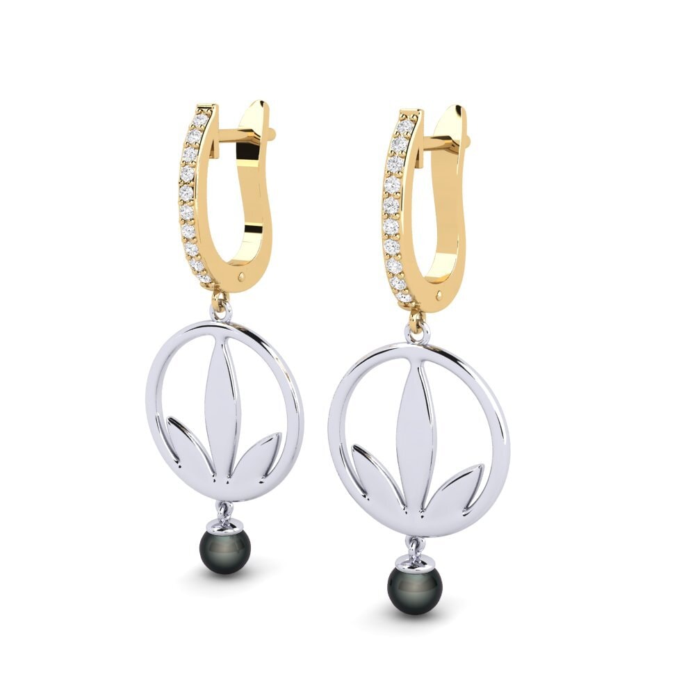 14k Oro Amarillo & Blanco Zafiro blanco Pendiente de mujer Ayvels