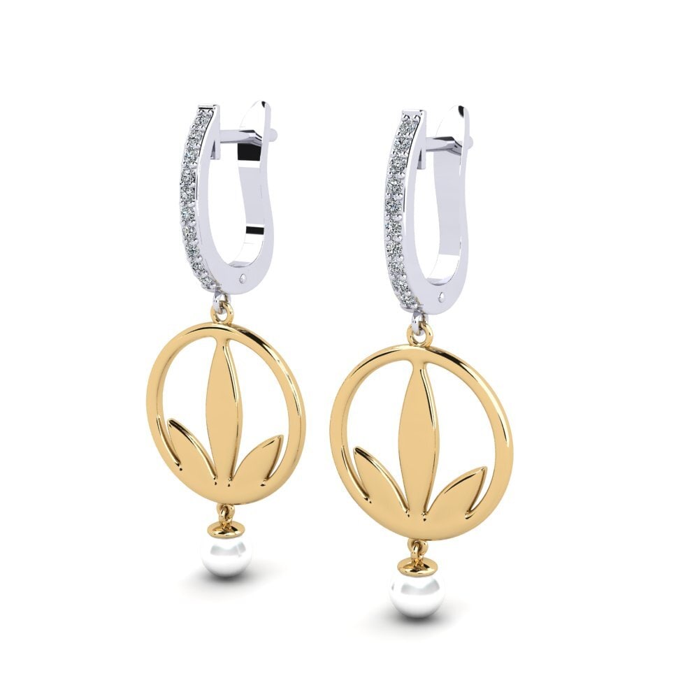 14k Oro Blanco & Amarillo Pendiente de mujer Ayvels