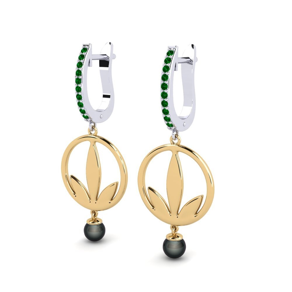 14ct White & Yellow Gold Green Zirconia Women's Earring Ayvels