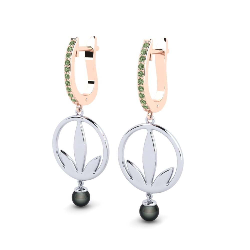 9k Oro Rosa & Blanco Diamante Verde Pendiente de mujer Ayvels