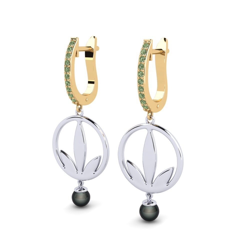 9ct Yellow & White Gold Green Diamond Women's Earring Ayvels