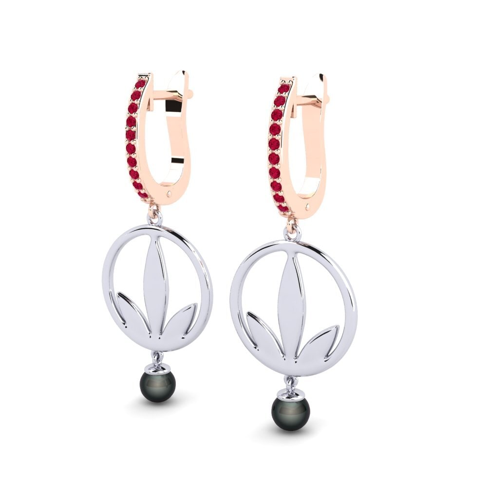 9k Oro Rosa & Blanco Rubí Pendiente de mujer Ayvels