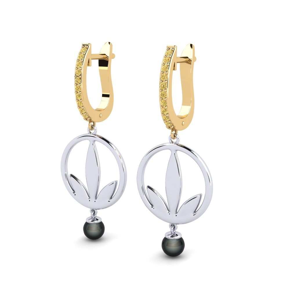 18ct Yellow & White Gold Yellow Diamond Women's Earring Ayvels