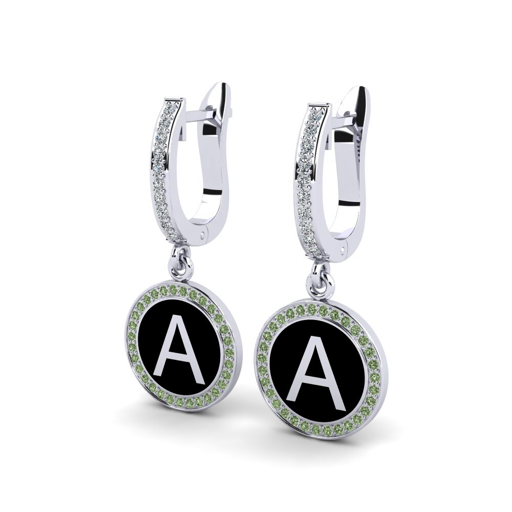 Platino 950 Diamante Verde Pendiente de mujer Elmolt - A