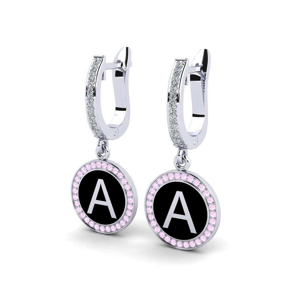 18ct White Gold Pink Sapphire Women's Earring Elmolt - A