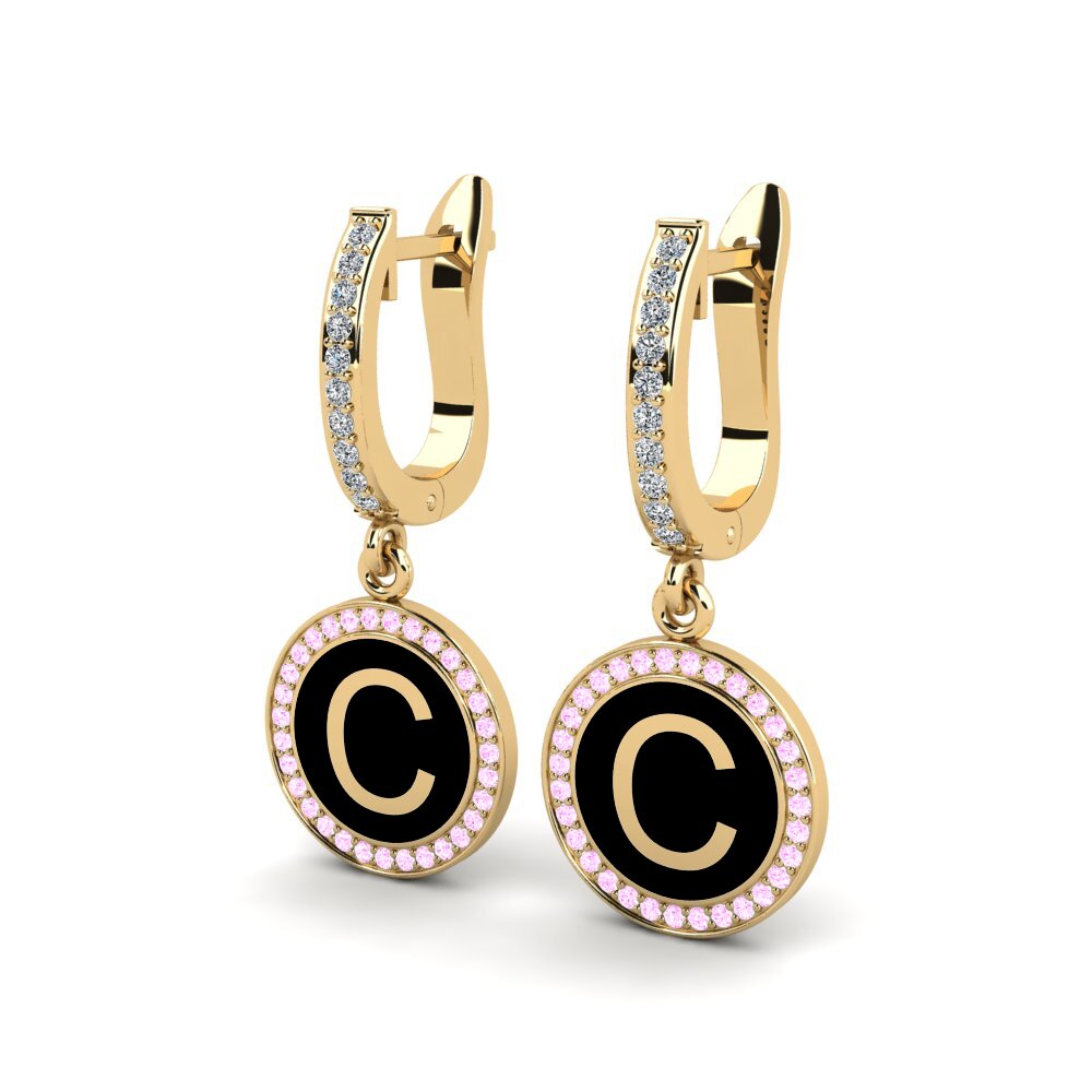 Pink Sapphire Women's Earring Elmolt - C