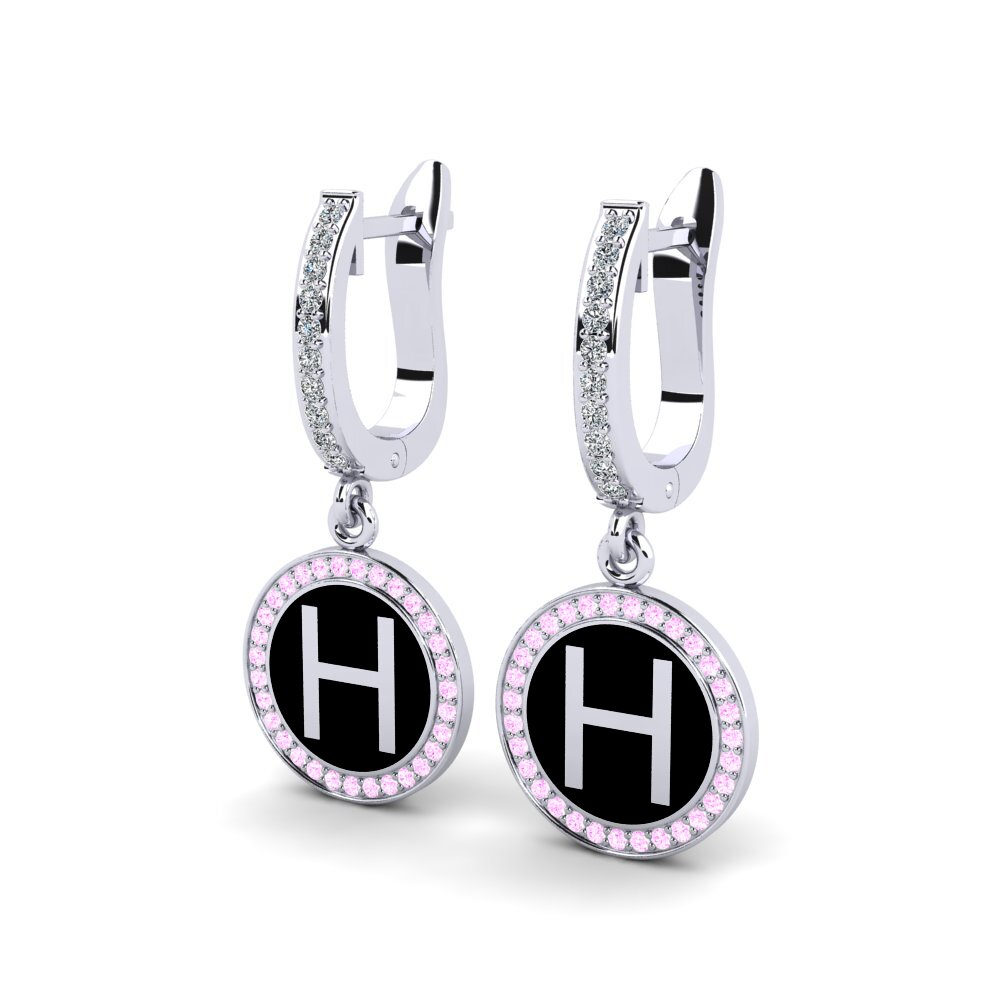 18ct White Gold Pink Sapphire Women's Earring Elmolt - H