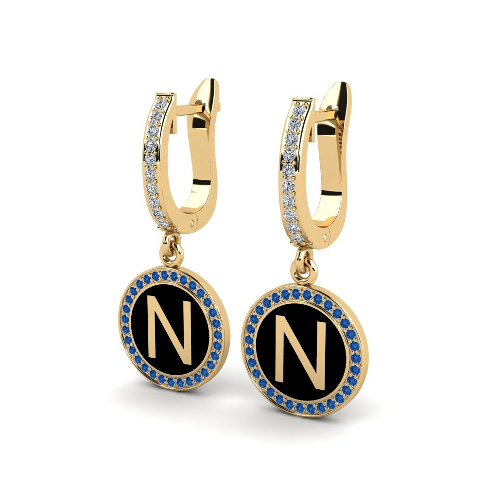Dark Blue Zirconia Women's Earring Elmolt - N