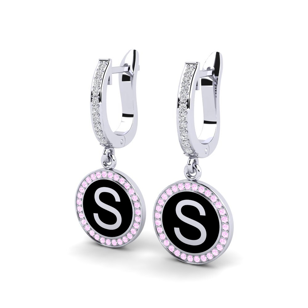 18ct White Gold Pink Sapphire Women's Earring Elmolt - S
