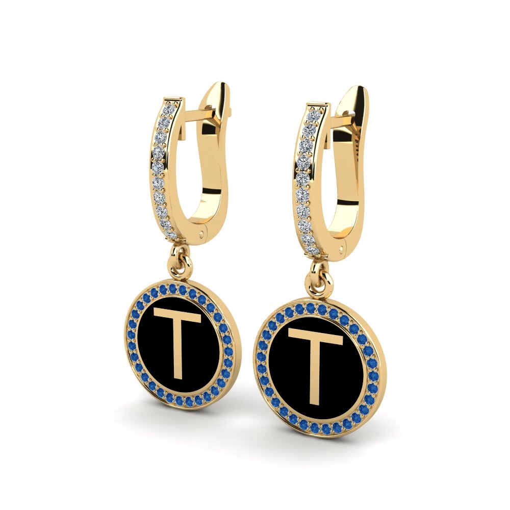 Dark Blue Zirconia Women's Earring Elmolt - T
