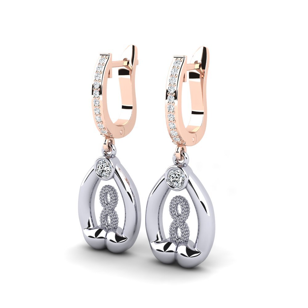 14k Oro Rosa & Blanco Pendiente de mujer Ectype