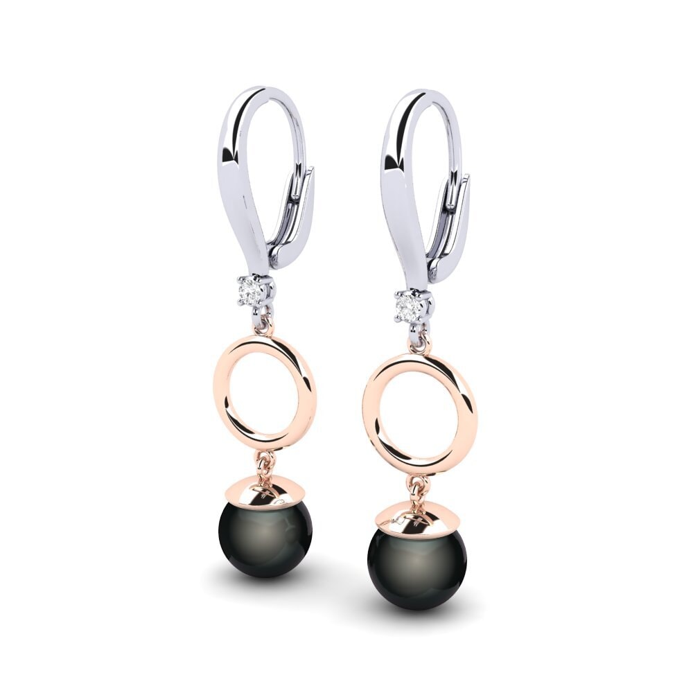 9ct White & Rose Gold White sapphire Women's Earring Martijona