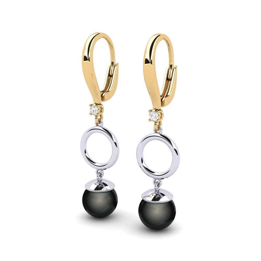 14k Oro Amarillo & Blanco Zafiro blanco Pendiente de mujer Martijona