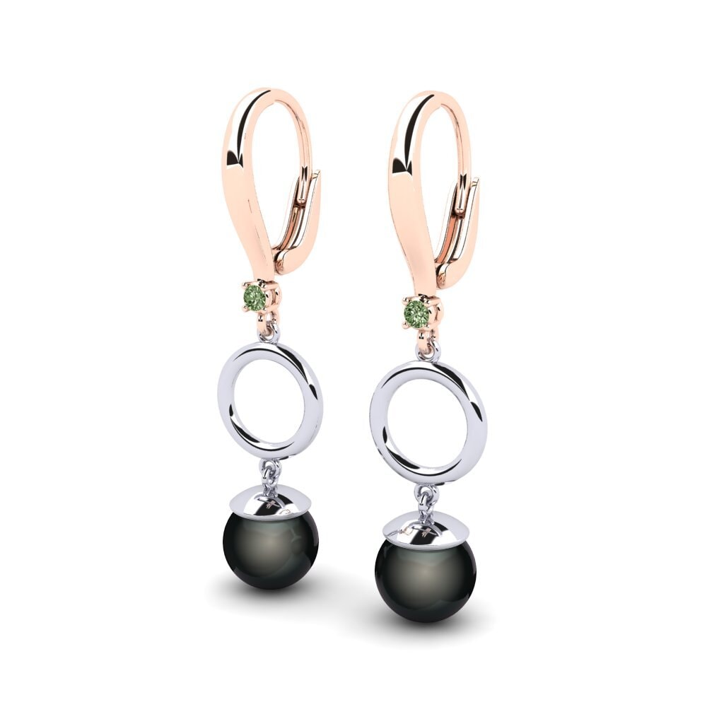 9k Oro Rosa & Blanco Diamante Verde Pendiente de mujer Martijona