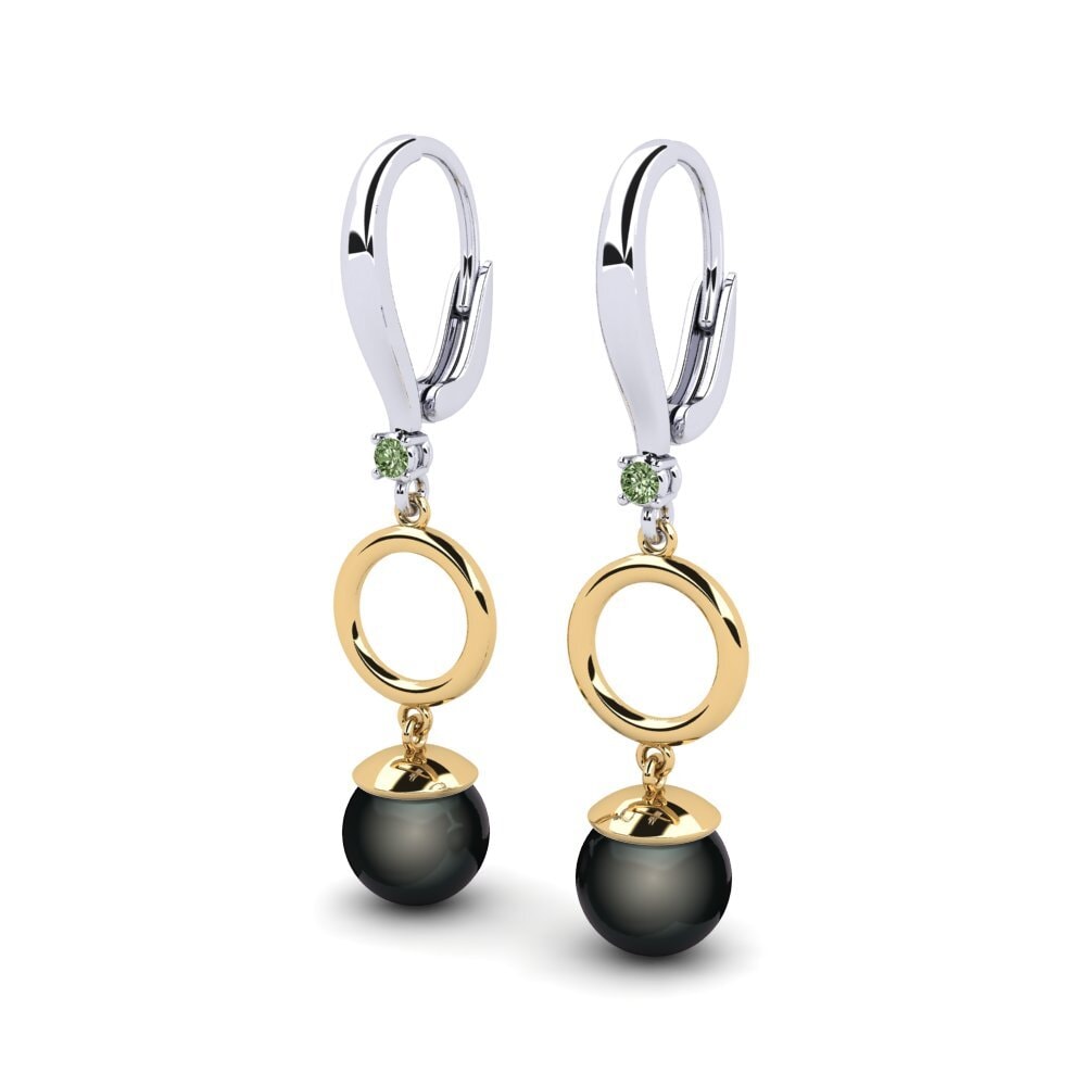 9ct White & Yellow Gold Green Diamond Women's Earring Martijona