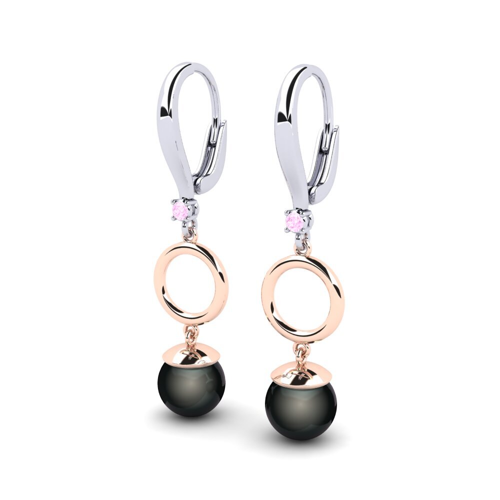 14k Oro Blanco & Rosa Zafiro Rosado Pendiente de mujer Martijona