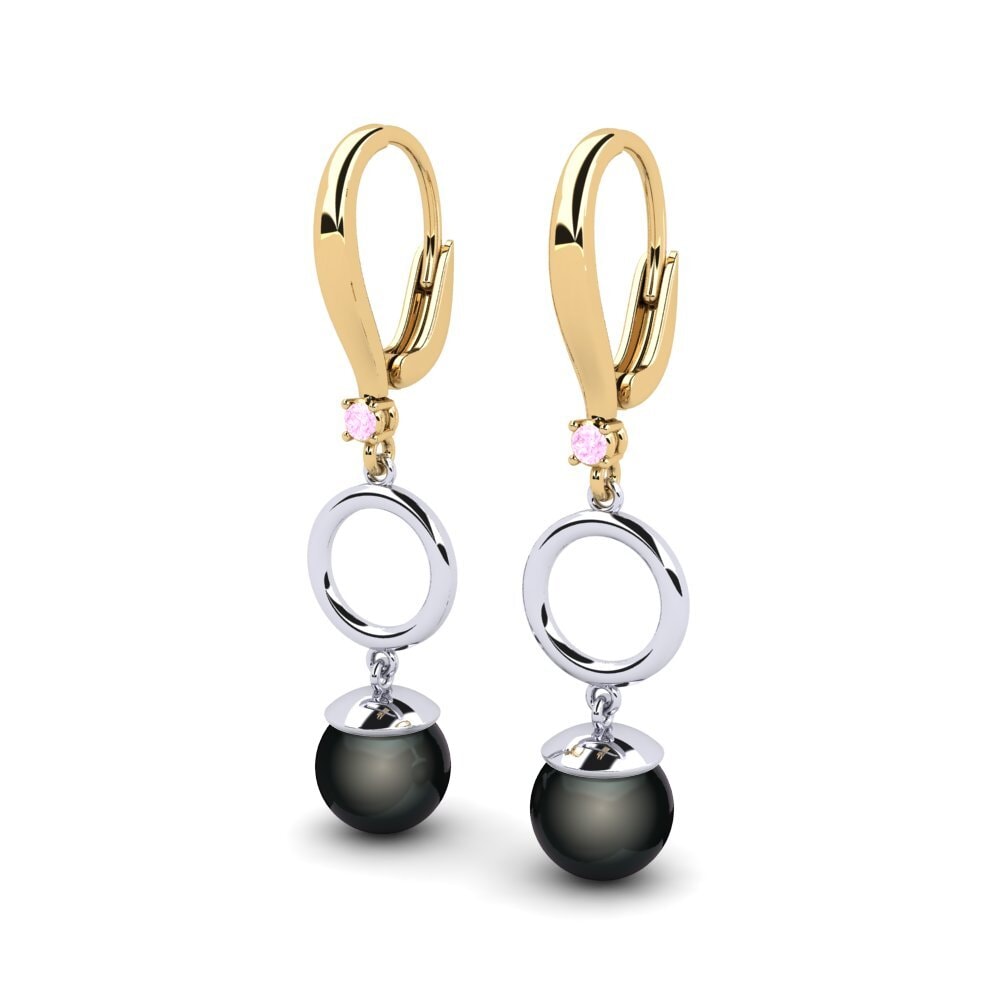 14ct Yellow & White Gold Pink Sapphire Women's Earring Martijona