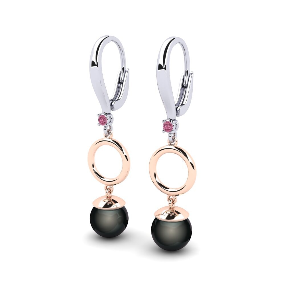 9ct White & Rose Gold Rhodolite Garnet Women's Earring Martijona