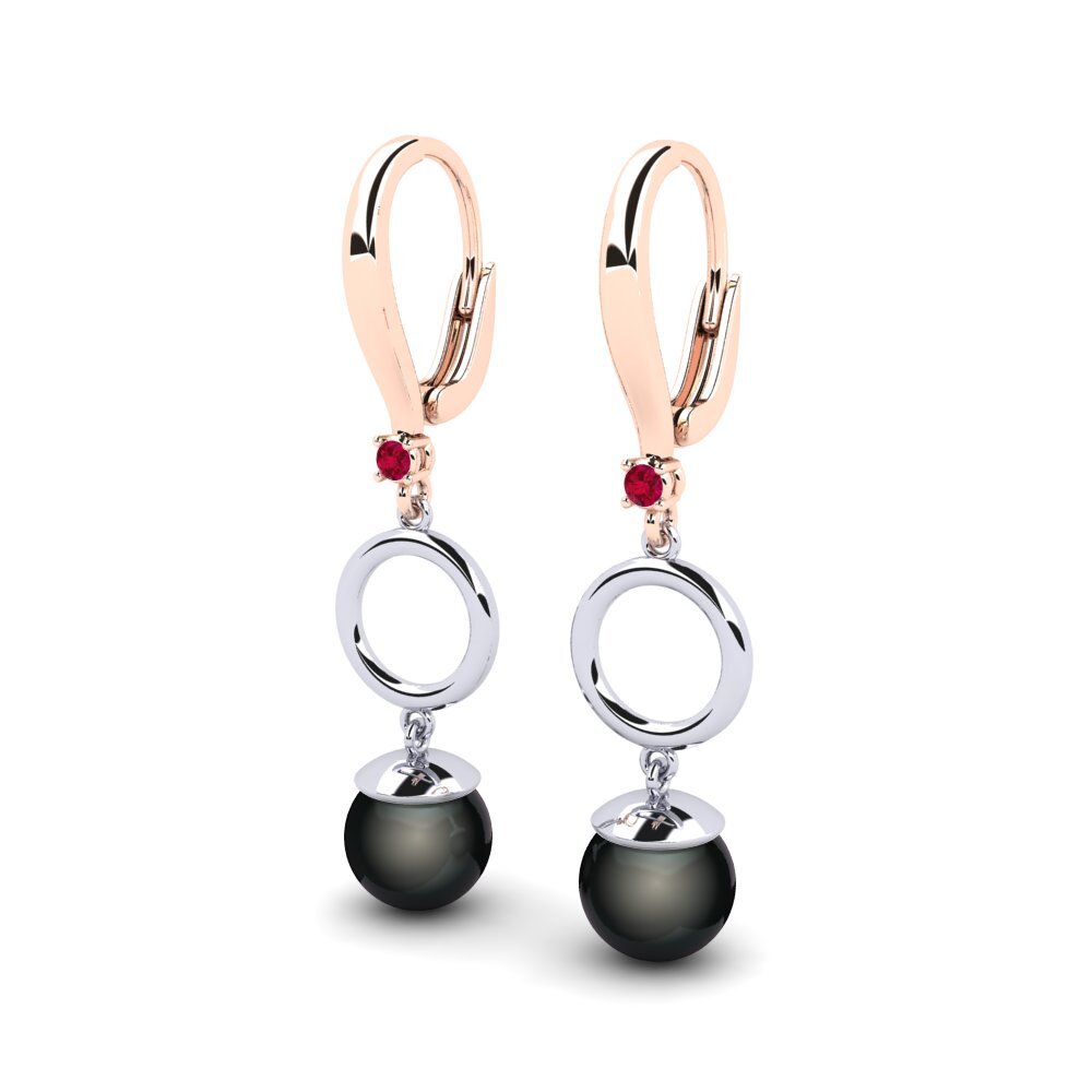 9k Oro Rosa & Blanco Rubí Pendiente de mujer Martijona