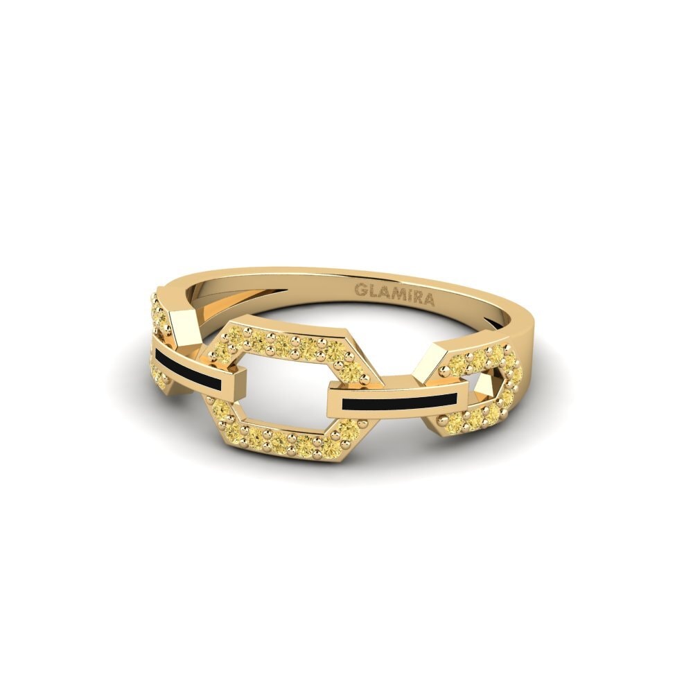 Diamante Amarillo Anillo Figree