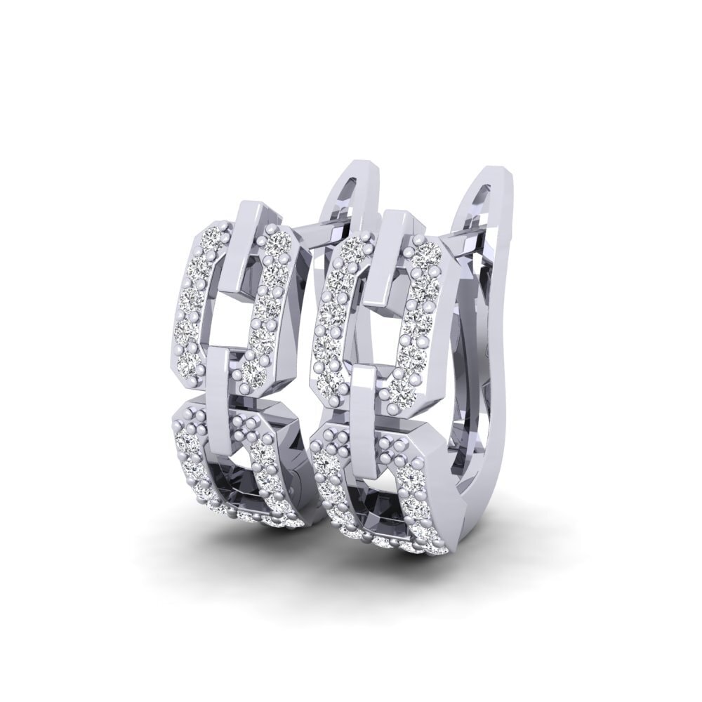 18K Wit Goud Diamant Dames Oorbellen Couple