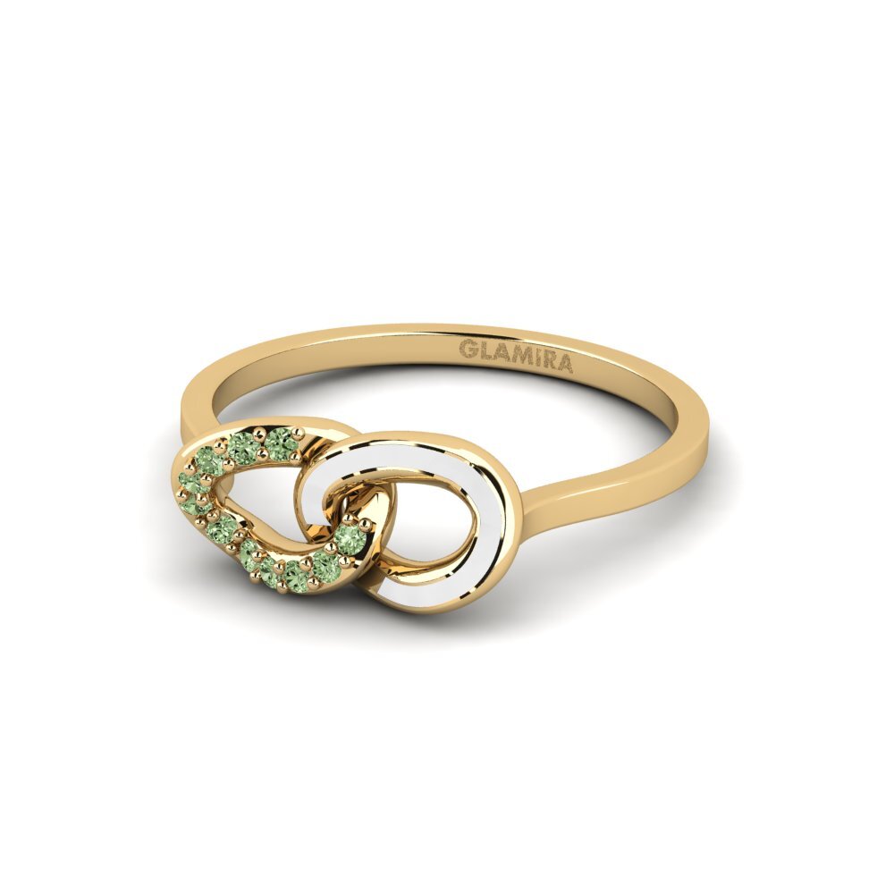 Green Diamond Stackable Ring Ladybugs
