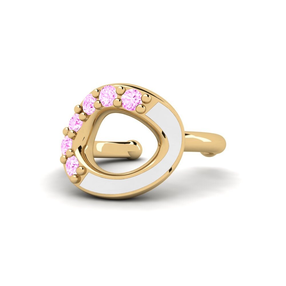 14ct Yellow Gold Pink Sapphire Women's Earring Mokano