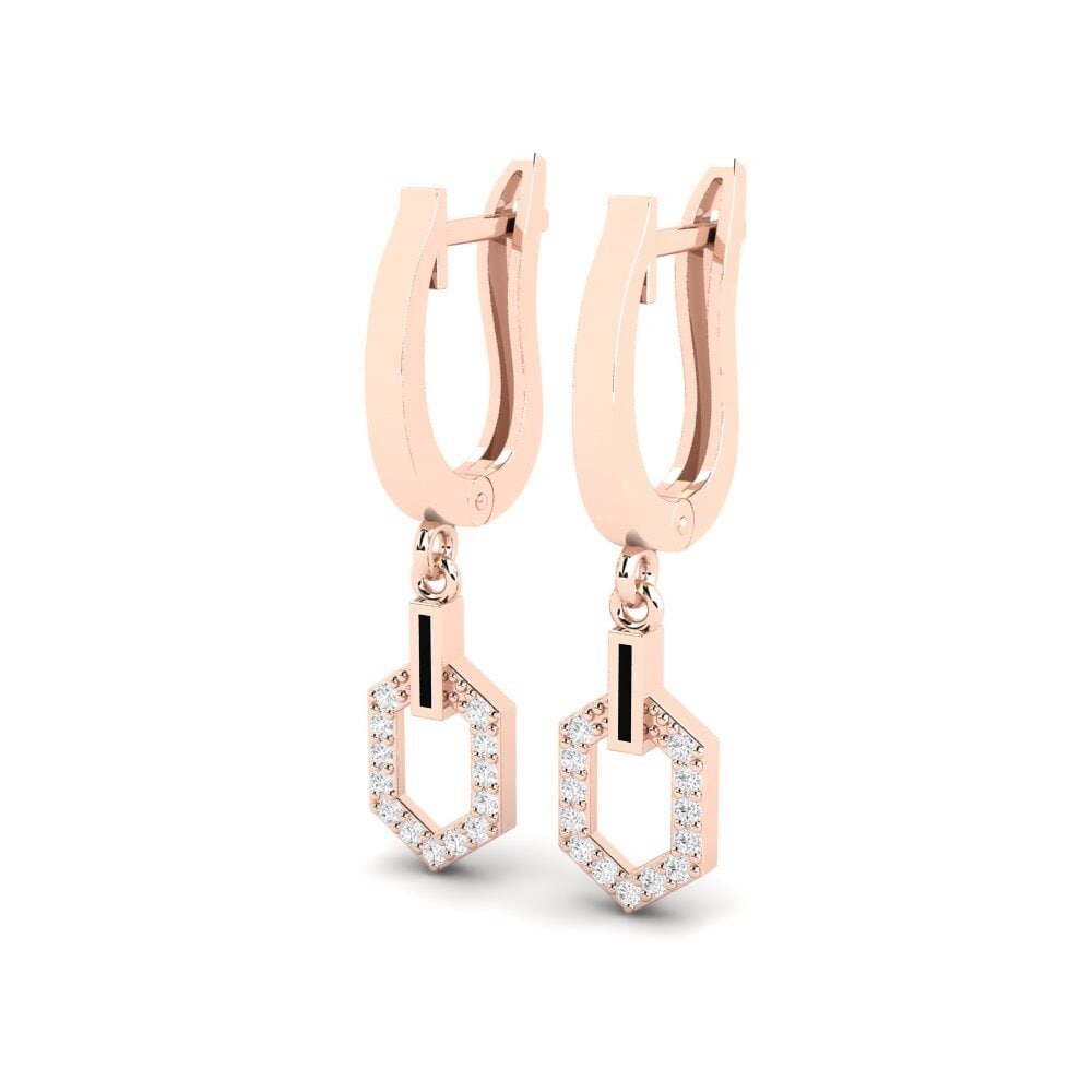 9ct Rose Gold Round White Sapphire Women's Earring Alamos