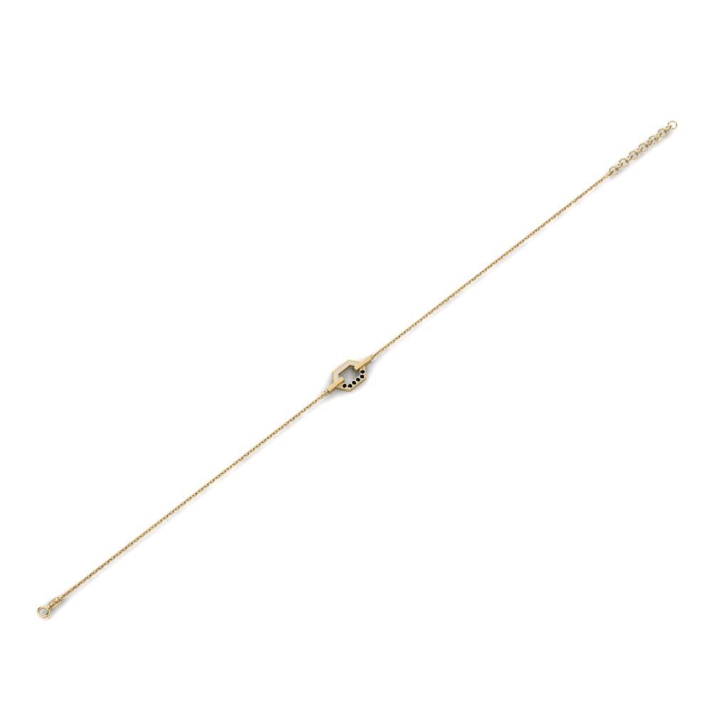 14ct Yellow Gold Round Black Onyx Women's Bracelet Aulnes