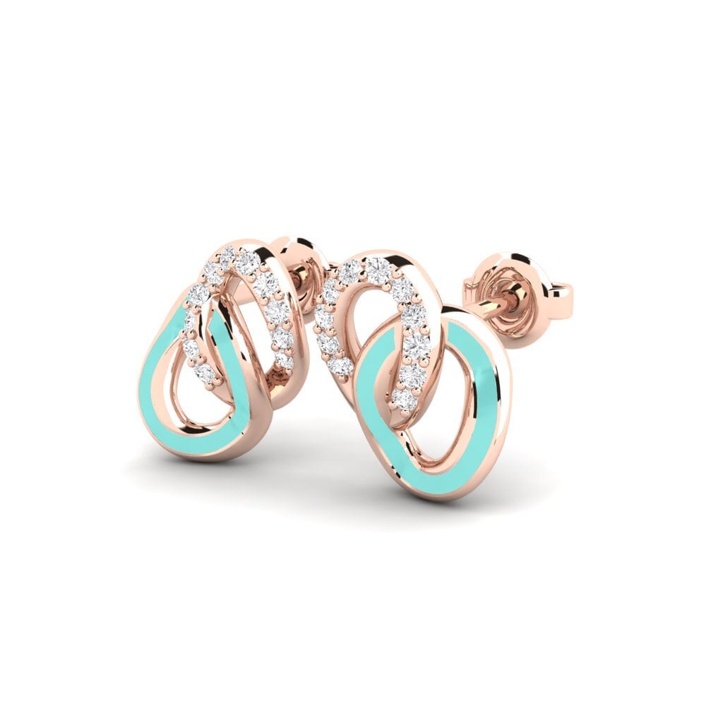 9ct Rose Gold Round White Sapphire Women's Earring Aurinko