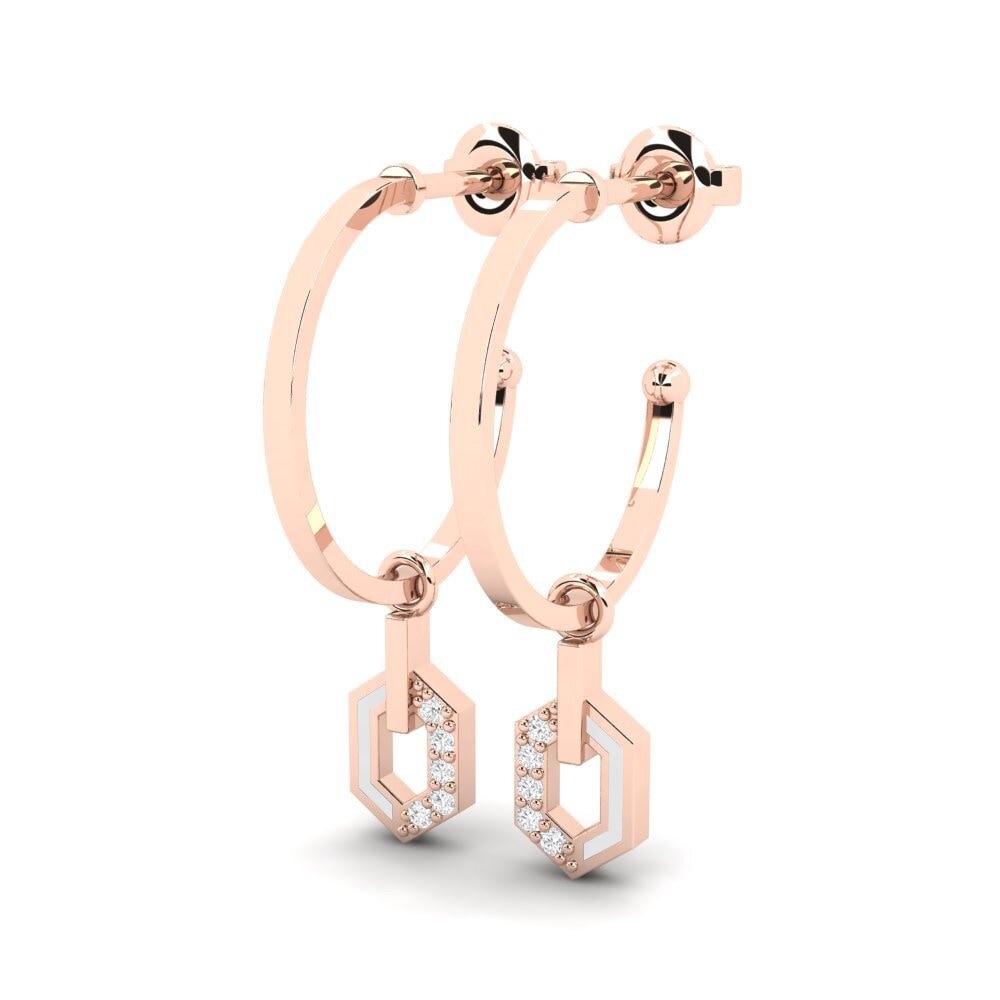 9ct Rose Gold Round White Sapphire Women's Earring Bergahorn