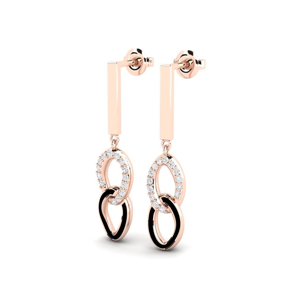 9ct Rose Gold Round White Sapphire Women's Earring Tampilan