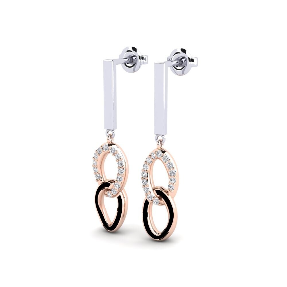 Vermelho & Branco-14K Brincos Feminino Tampilan