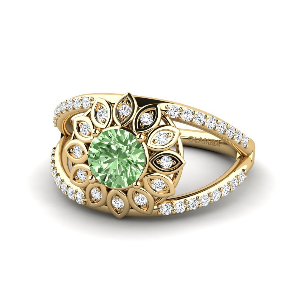 Diamante Verde Anillo Bealde