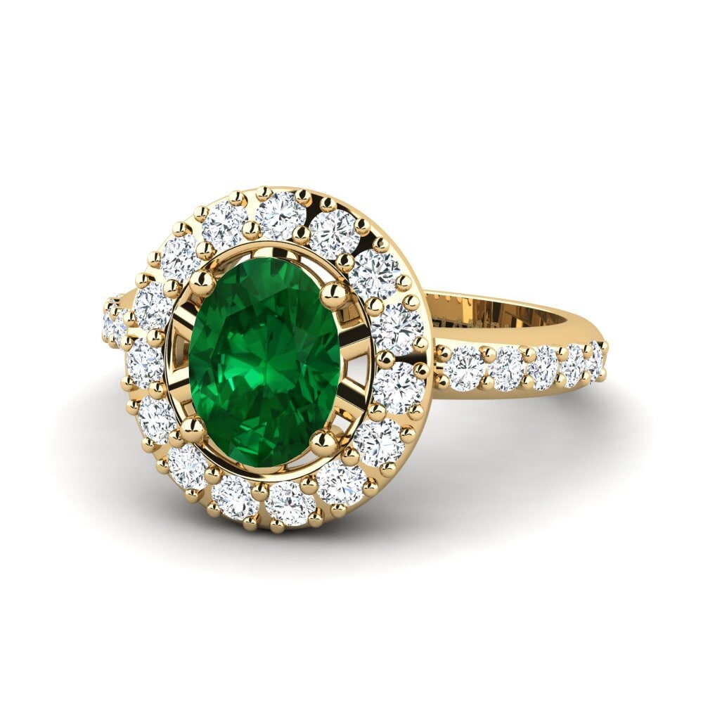 Esmeralda (creada en laboratorio) Anillo de compromiso Doppit