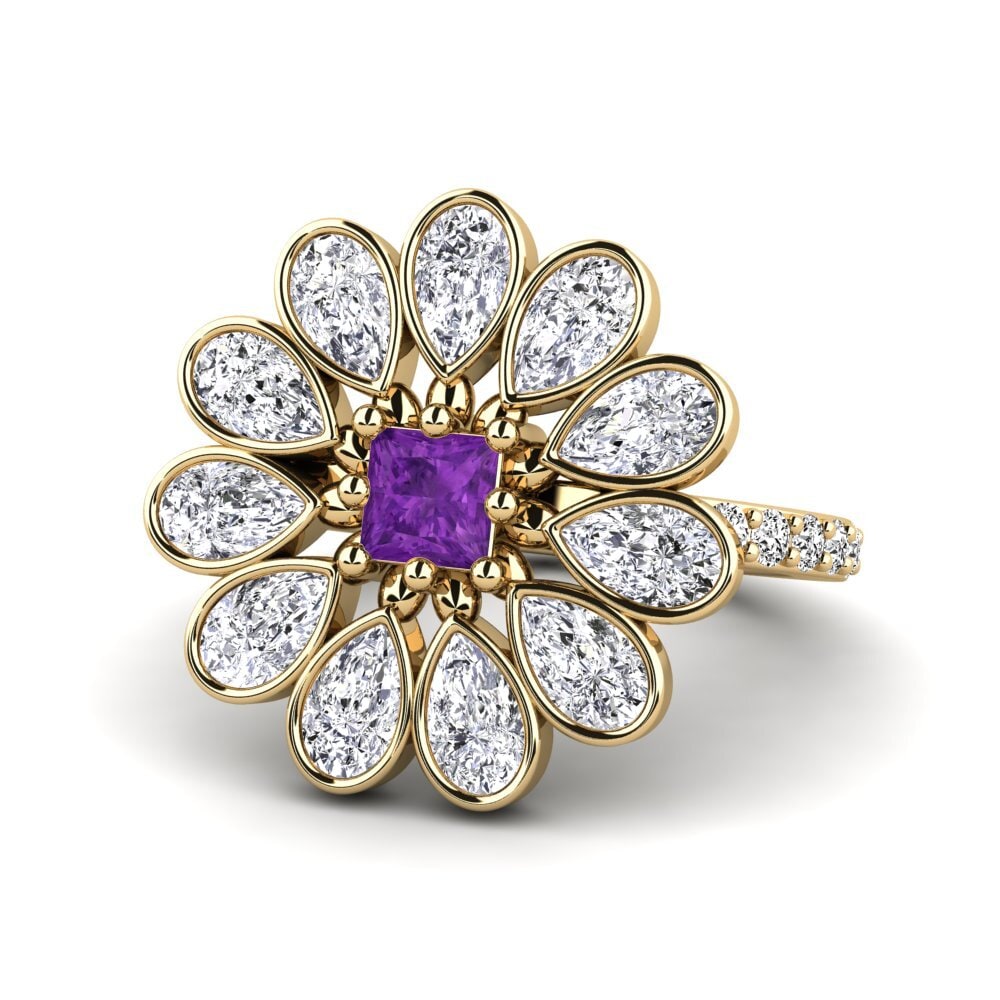 Amatista Anillo Dueta