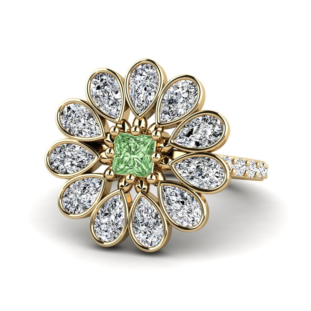 Diamante Verde Anillo Dueta