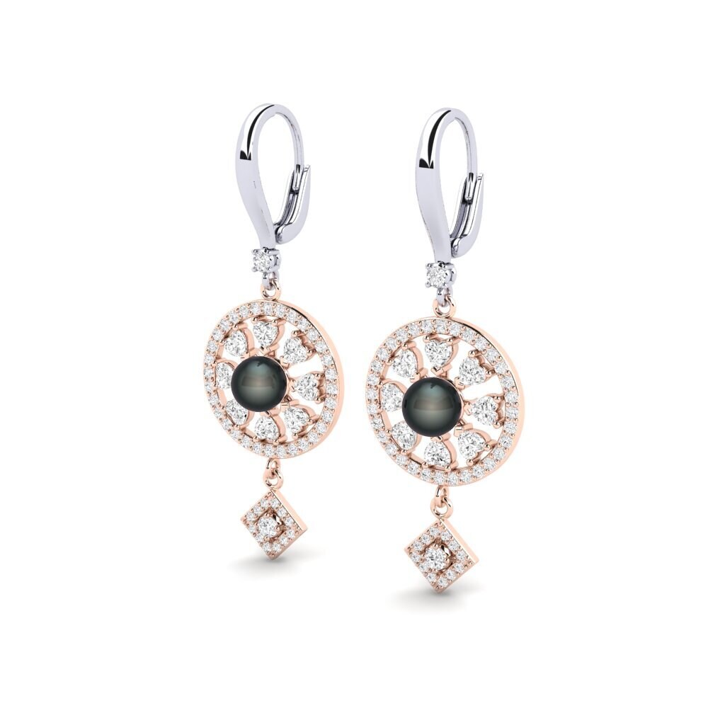 9ct White & Rose Gold White sapphire Women's Earring Enstr