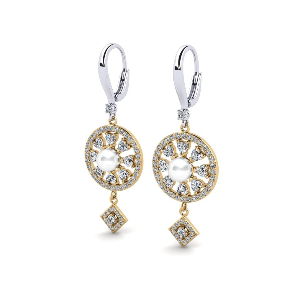 14k Oro Blanco & Amarillo Pendiente de mujer Enstr