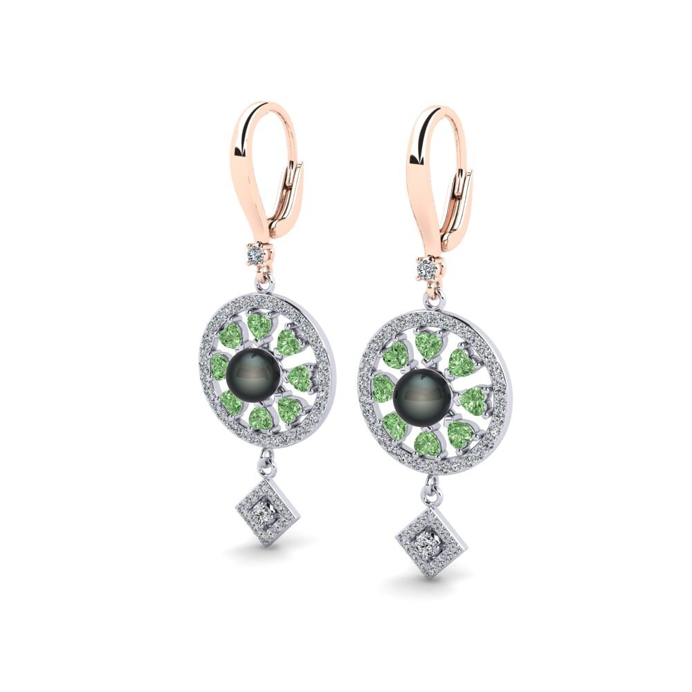 9k Oro Rosa & Blanco Diamante Verde Pendiente de mujer Enstr