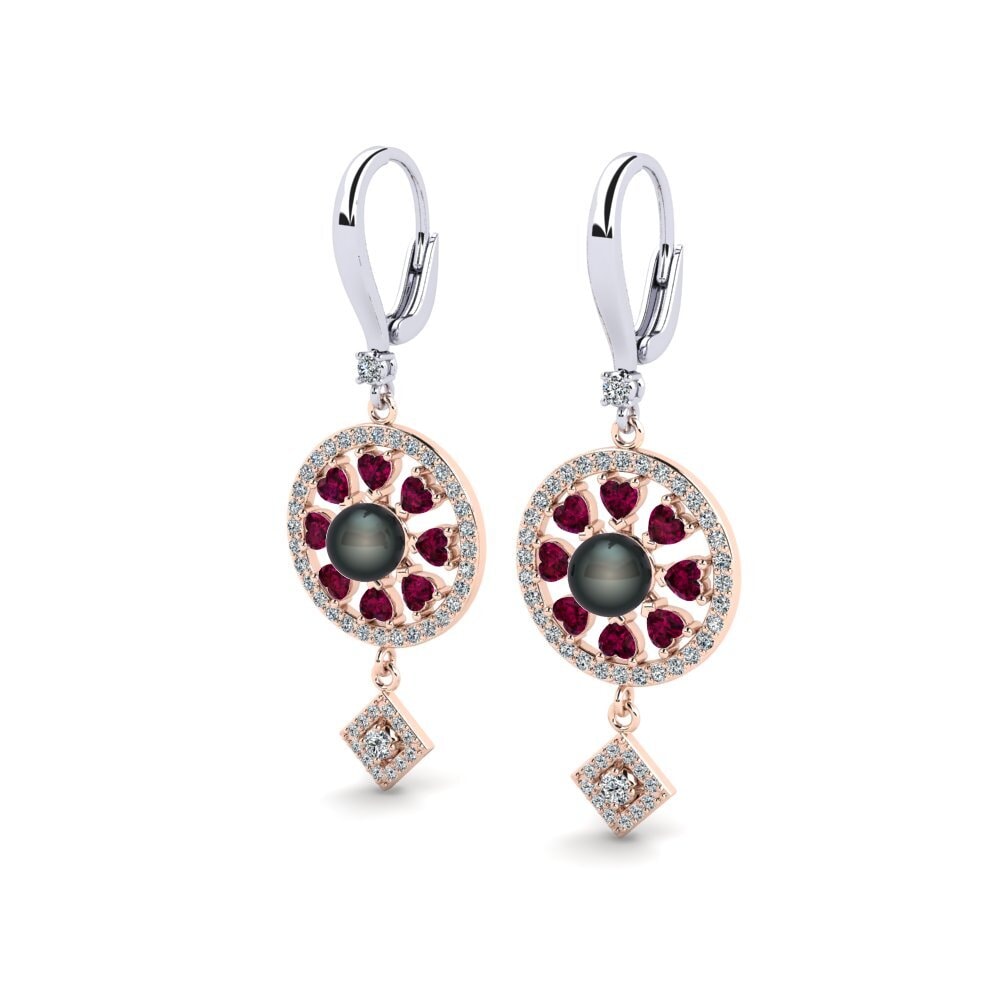 9ct White & Rose Gold Rhodolite Garnet Women's Earring Enstr