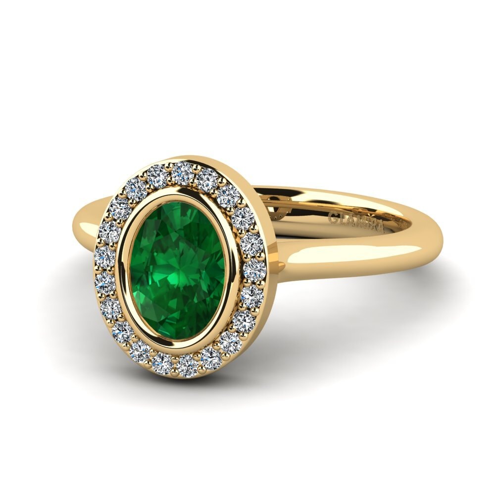 Esmeralda (creada en laboratorio) Anillo de compromiso Hement