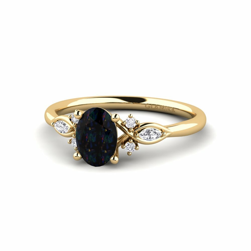 Black Opal Engagement Ring Gisu - Oval