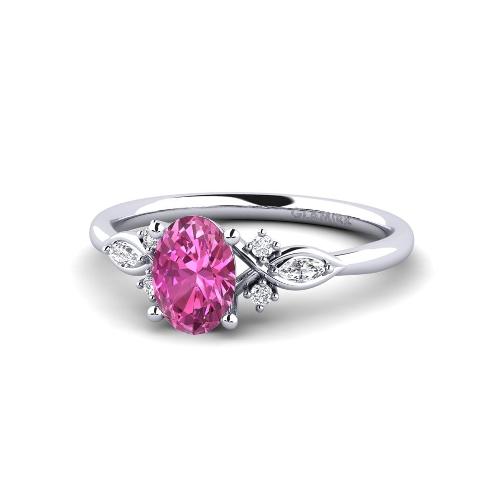 9ct White Gold Pink Topaz Engagement Ring Gisu - Oval