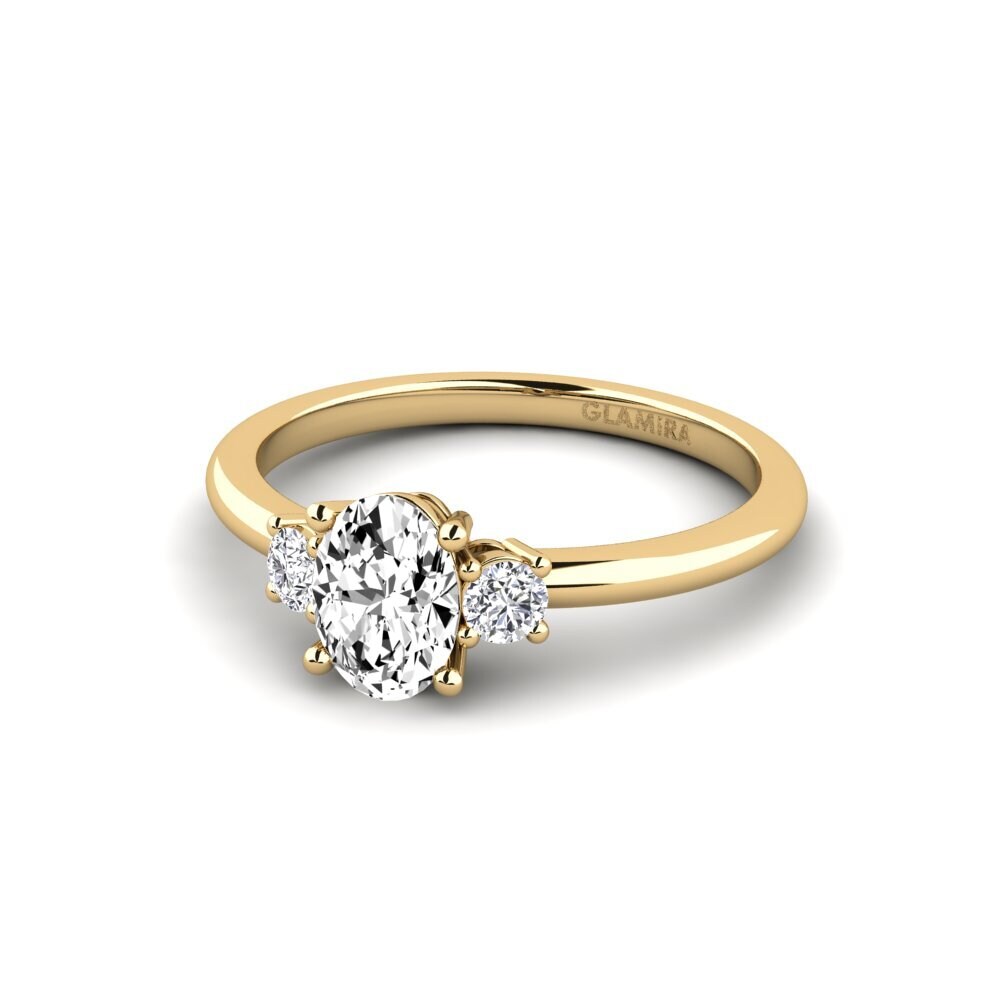 14ct Yellow Gold Moissanite Stackable Ring Guluve - A